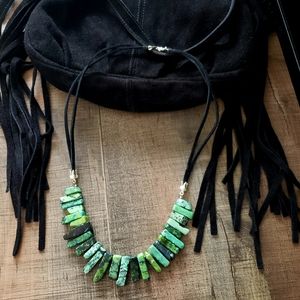 Ooak Artisan Agate and Leather Necklace